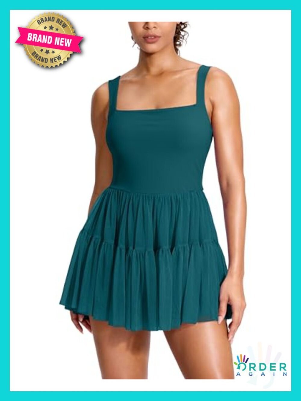 Tennis Dress with Built-in Shorts & Bra Flowy Athletic Golf Dress Pockets